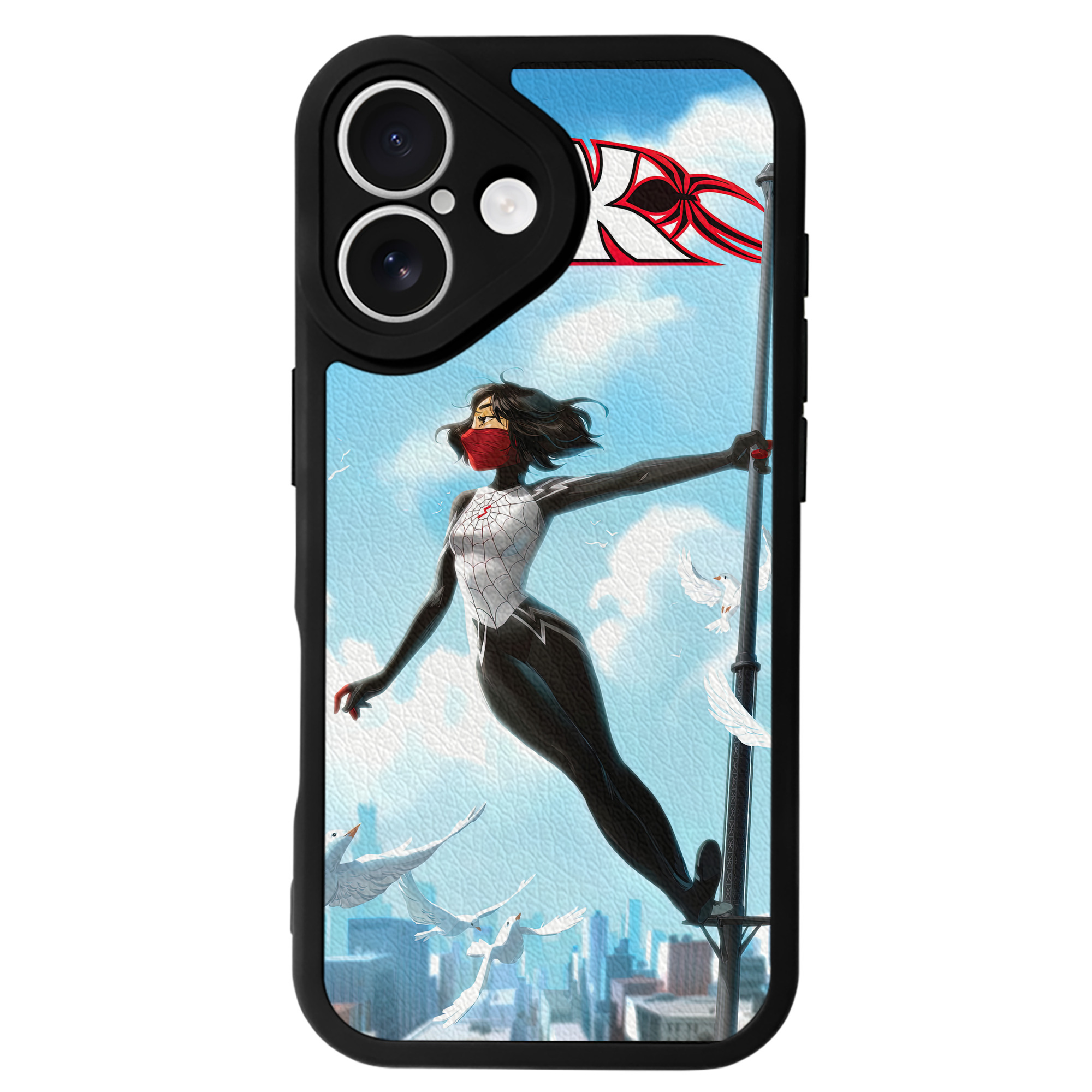 （画像用） Spider Man スパイダーマン 【iPhone 16シリーズ対応】シリコンスマホケース（レザー調） 材質：シリコン